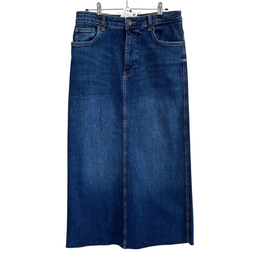 Zara - High Waisted Denim Skirt - L - Picture 4 of 12